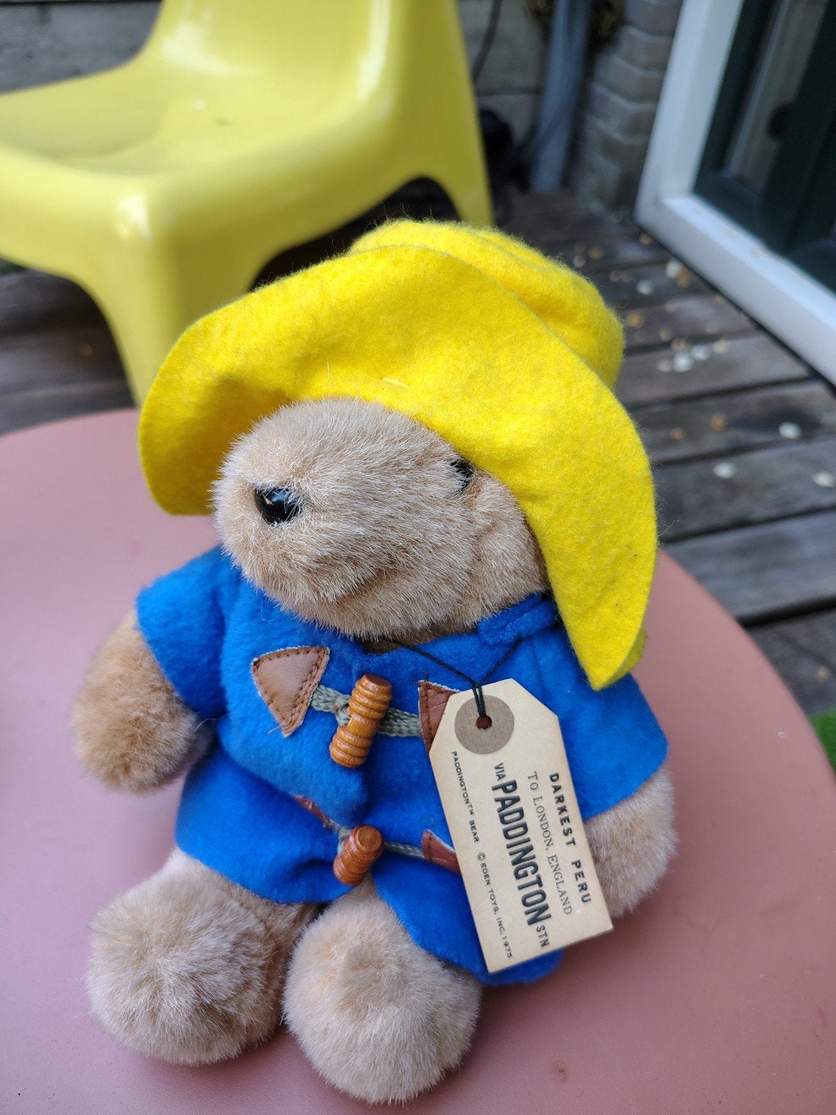 Paddington Beer Knuffel met Gele Hoed en Blauwe Jas, Overige merken, Overige karakters, Beer, Ophalen of Verzenden