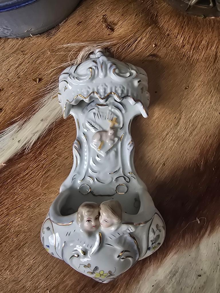 Antiek wijwaterbakje met engeltjes, Godschalk de eeuw, Ophalen of Verzenden