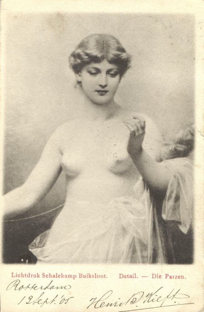 Erotische Vrouw, Detail van Schilderij (1905) Ansichtkaart, Ophalen of Verzenden, Voor 1920, Gelopen, Cultuur en Media