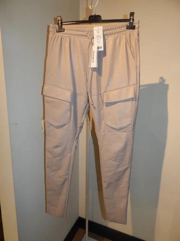 Penn & Ink leder look broek beige tint zakken Nieuw a 140,-M, Maat 38/40 (M), Verzenden, Beige, Nieuw