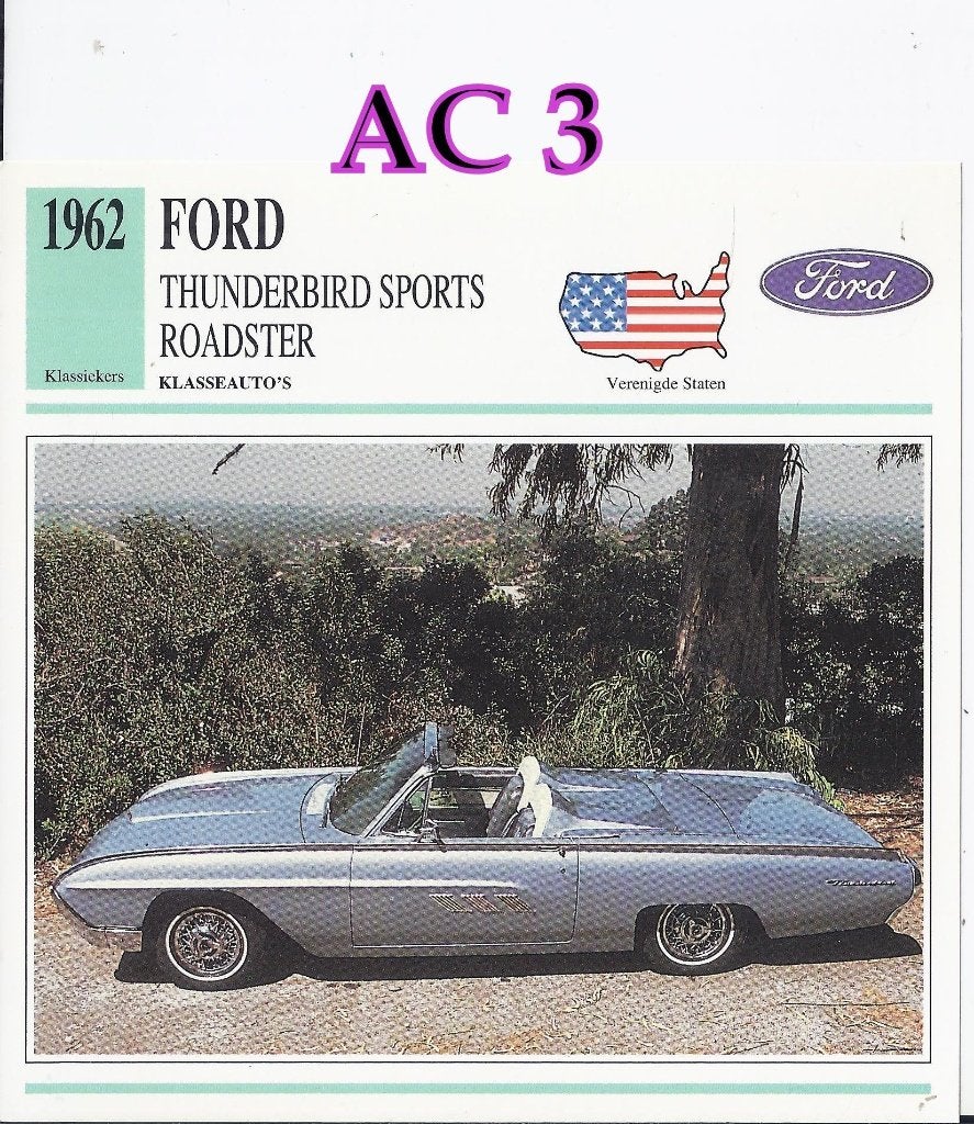 Ac3 autokaart ford thunderbird ( 1962 ), Ophalen of Verzenden, Zo goed als nieuw, Auto's