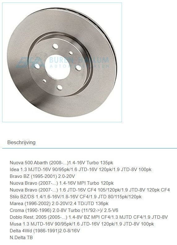 Originele Remschijven Fiat / Alfa Romeo / Lancia, Fiat, Nieuw, Ophalen of Verzenden, Nvt