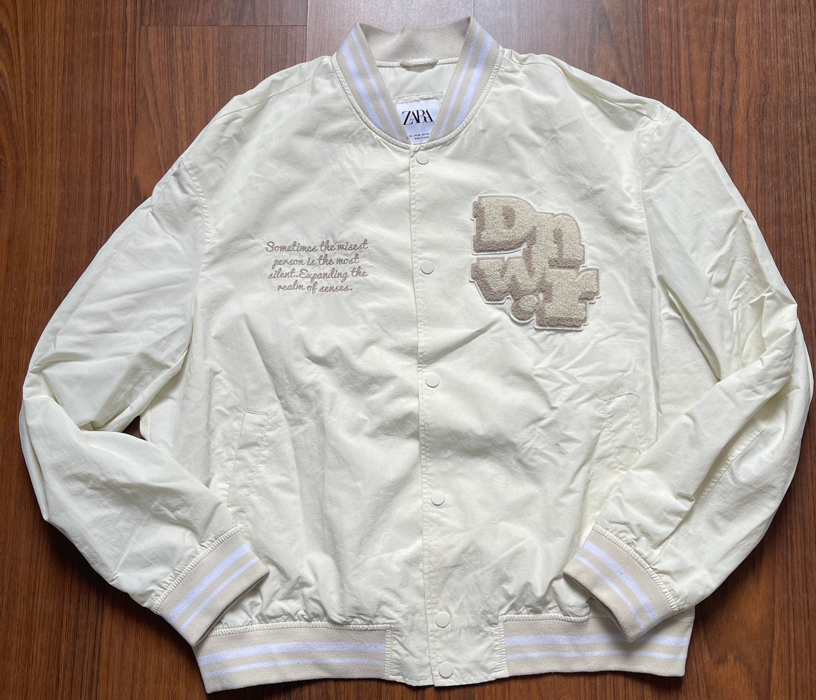 Varsity jacket Zara, XL, Ophalen of Verzenden, Gedragen, Maat 56/58 (XL), Beige