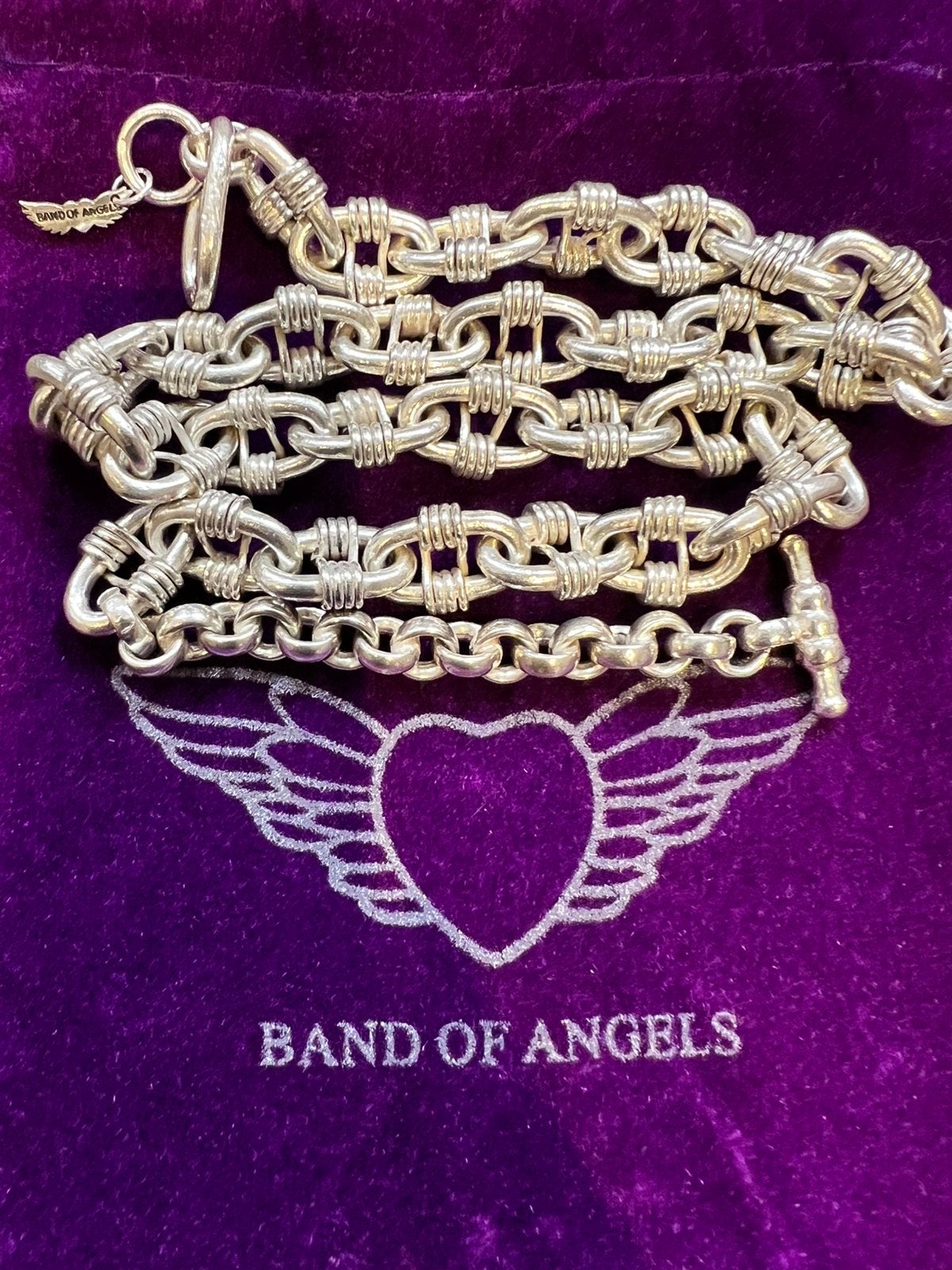 Band of angels ketting choker massief 925 zilver, Ophalen of Verzenden, Zo goed als nieuw, Zilver, Zilver