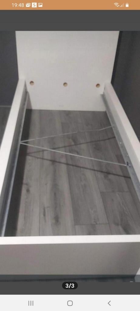 Eenpersoonsbed wit met lattenbodem, Gebruikt, 90 cm, Eenpersoons, Wit