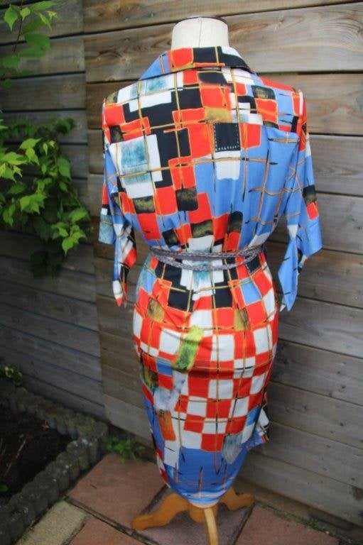 Doorknoopjurk rood/ blauw Lizzy & Coco mt M Vaste prijs, Kleding | Dames, Maat 38/40 (M), Blauw, Ophalen of Verzenden, Onder de knie