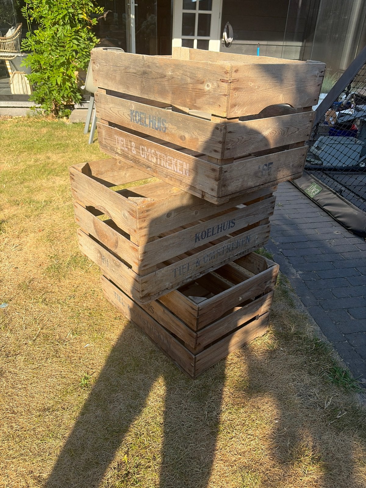 Vintage Houten Koelhuis Kratten - Set van 3, Ophalen, Gebruikt, 40 tot 60 cm, 50 tot 75 cm