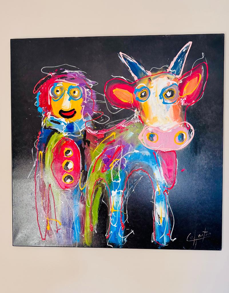 casper van Houten olieverfschilderij 100x100, Ophalen of Verzenden