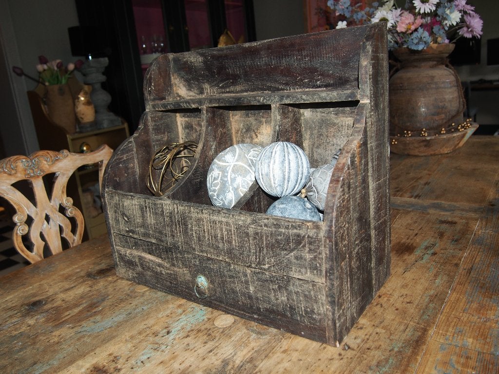 Stoere landelijke Houten gruttersbak met lade, Huis en Inrichting, Ophalen, Hout, Bruin, Overige typen