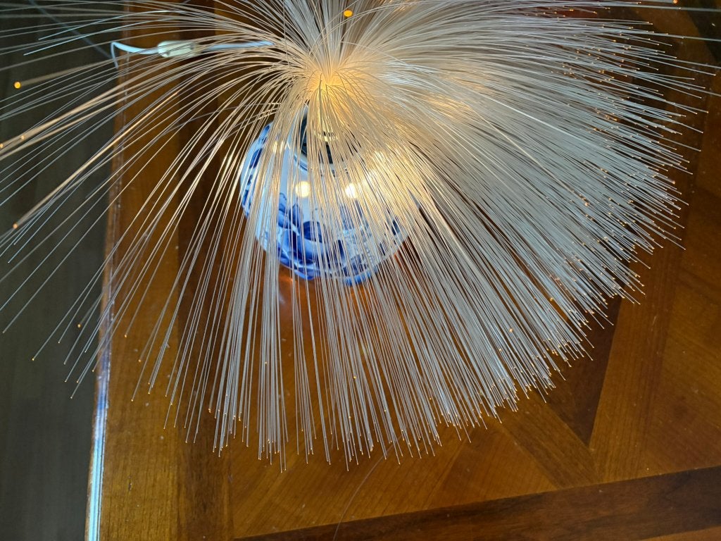 Porseleinen tafellamp met glasvezeleffect, Overige merken, Keramiek, Zo goed als nieuw, 40 cm