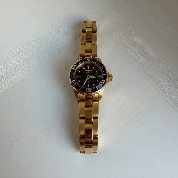 Invicta Pro Diver 8943 dameshorloge goudkleurig zwart, Overige merken, Staal, Staal, Verzenden