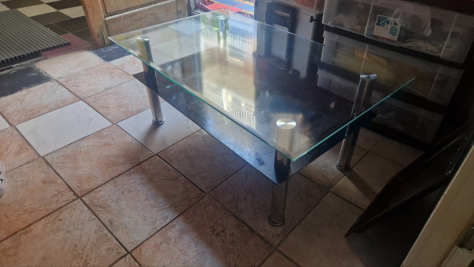 Glazen tafel, Ophalen, Gebruikt, 100 tot 150 cm, 50 tot 100 cm