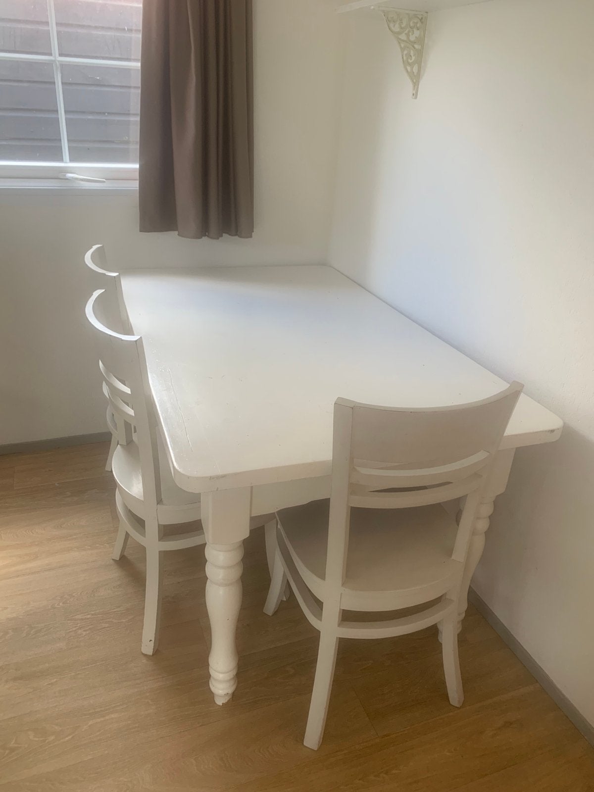 Stevige witte eethoek, Huis en Inrichting, Complete eetkamers, Ophalen, Gebruikt, 4 tot 6 stoelen
