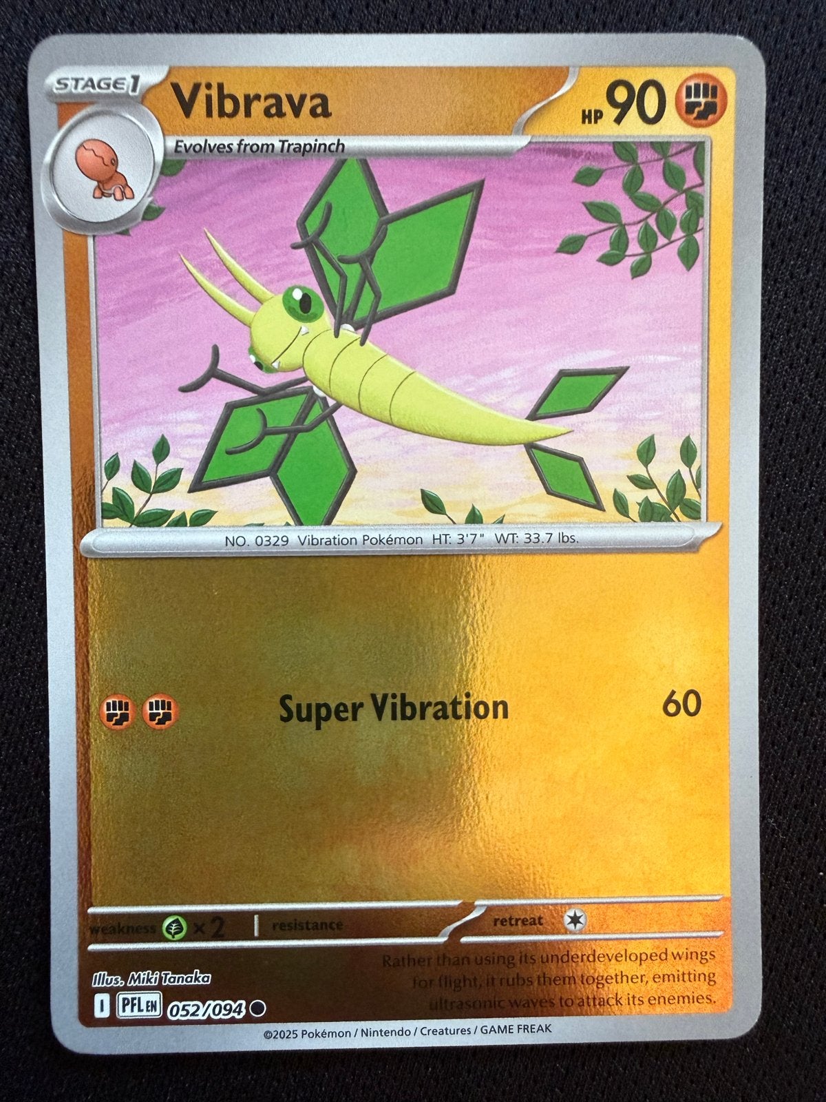 Pokémon Kaart Vibraba Holo PFLH 052/094, Ophalen of Verzenden, Zo goed als nieuw, Losse kaart, Foil