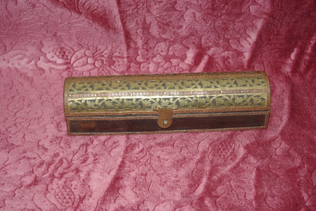 Houten doos met messing inleg, Antiek en Kunst, Ophalen of Verzenden
