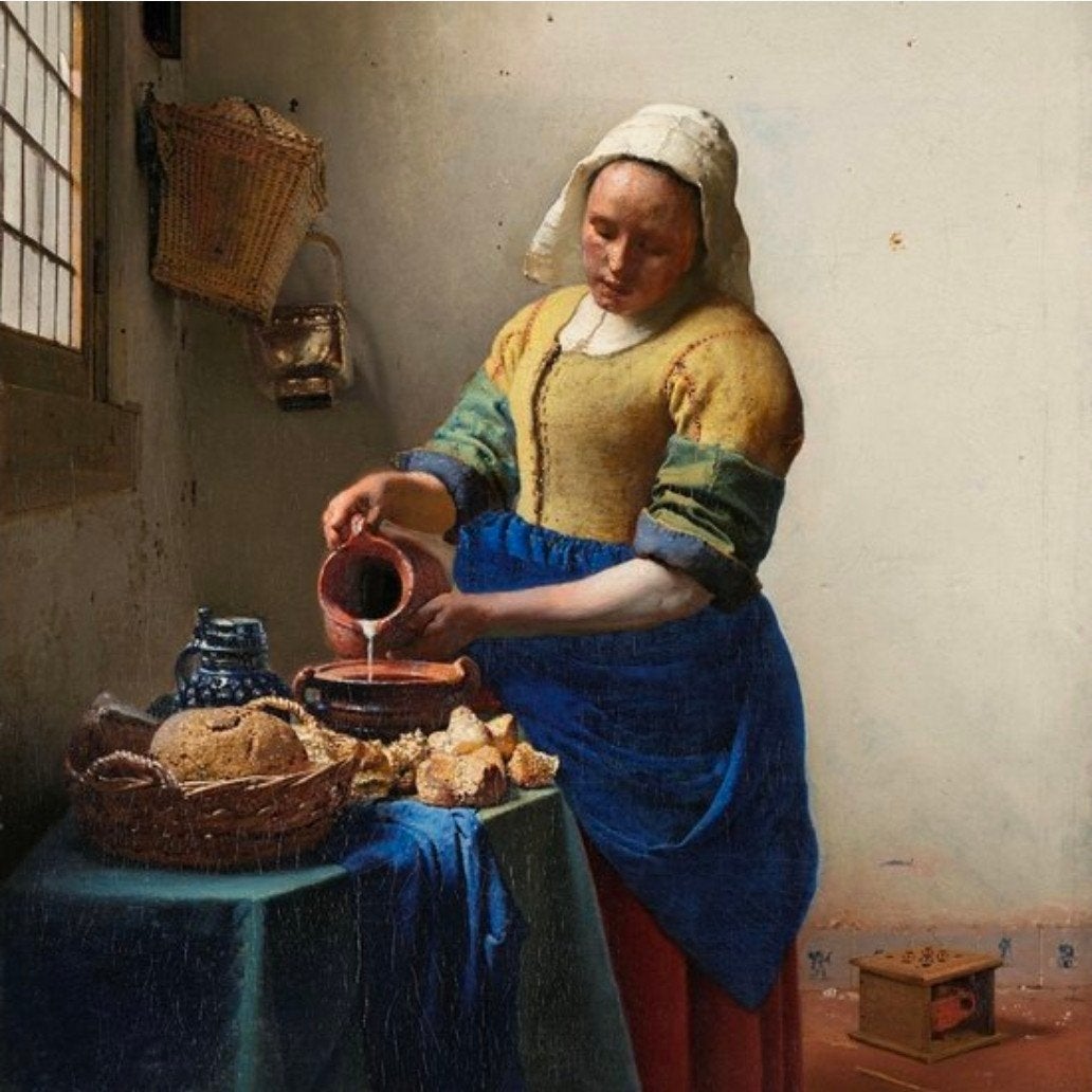 Melkmeisje op canvas 100 x 100, Ophalen, Schilderij, 75 cm of meer