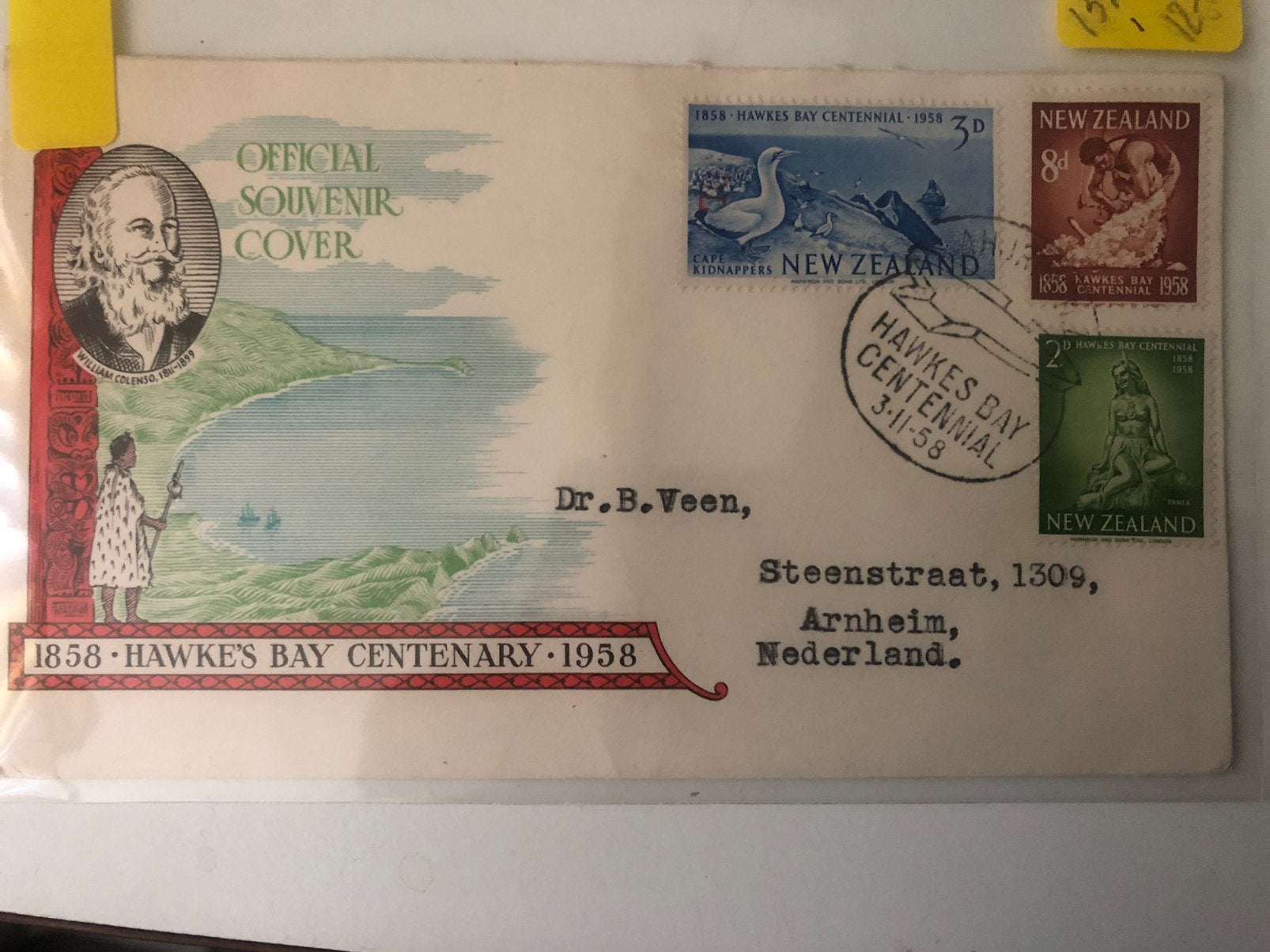 027 NZ FDC 1958, Ophalen of Verzenden, Envelop