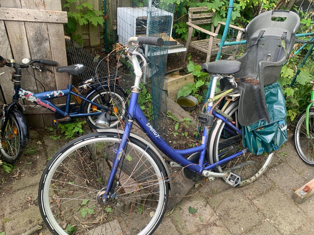 Giant fiets met kinderzitje en fietstassen, Fietsen en Brommers, Ophalen, Velgrem, Versnellingen, Giant