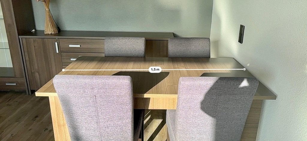 Eettafel met mooie grijze stoelen!, Ophalen, Gebruikt, 50 tot 100 cm, Vier personen
