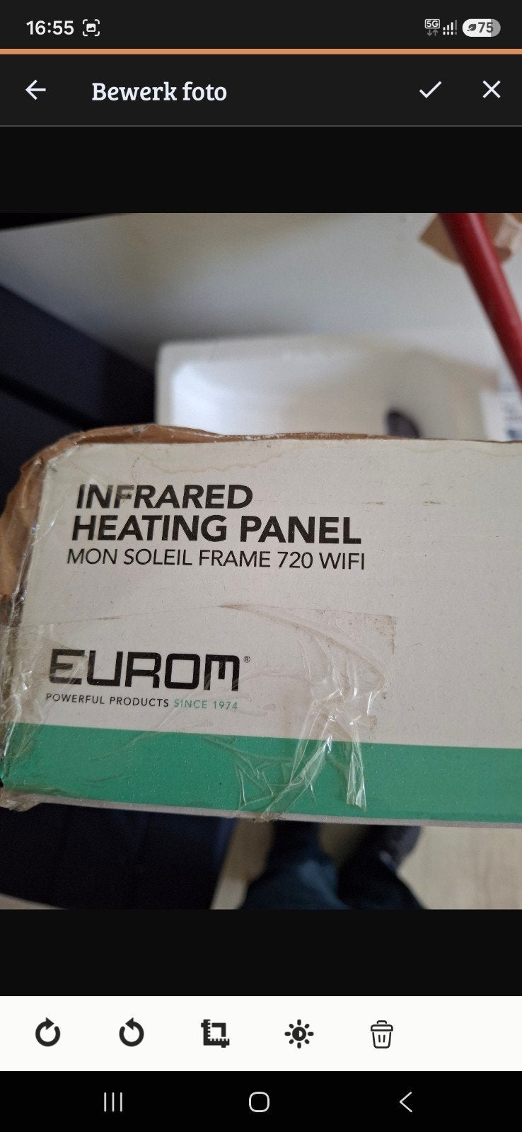 Eurom Mon Soleil Frame 720 Wifi Infrarood Verwarming, Ophalen, 30 tot 80 cm, 500 tot 800 watt, Hoog rendement (Hr)
