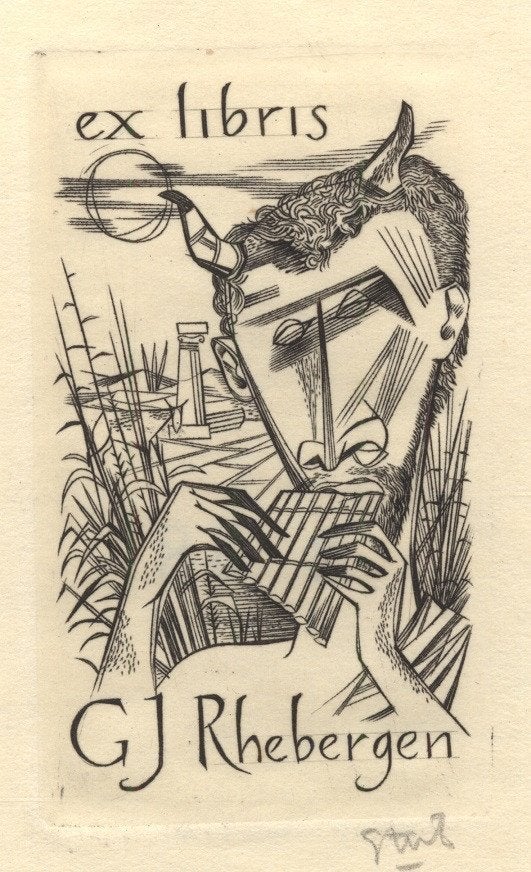 0765 Ex Libris Nederland : Lou Strik, 1956, Antiek en Kunst, Verzenden, Ex libris