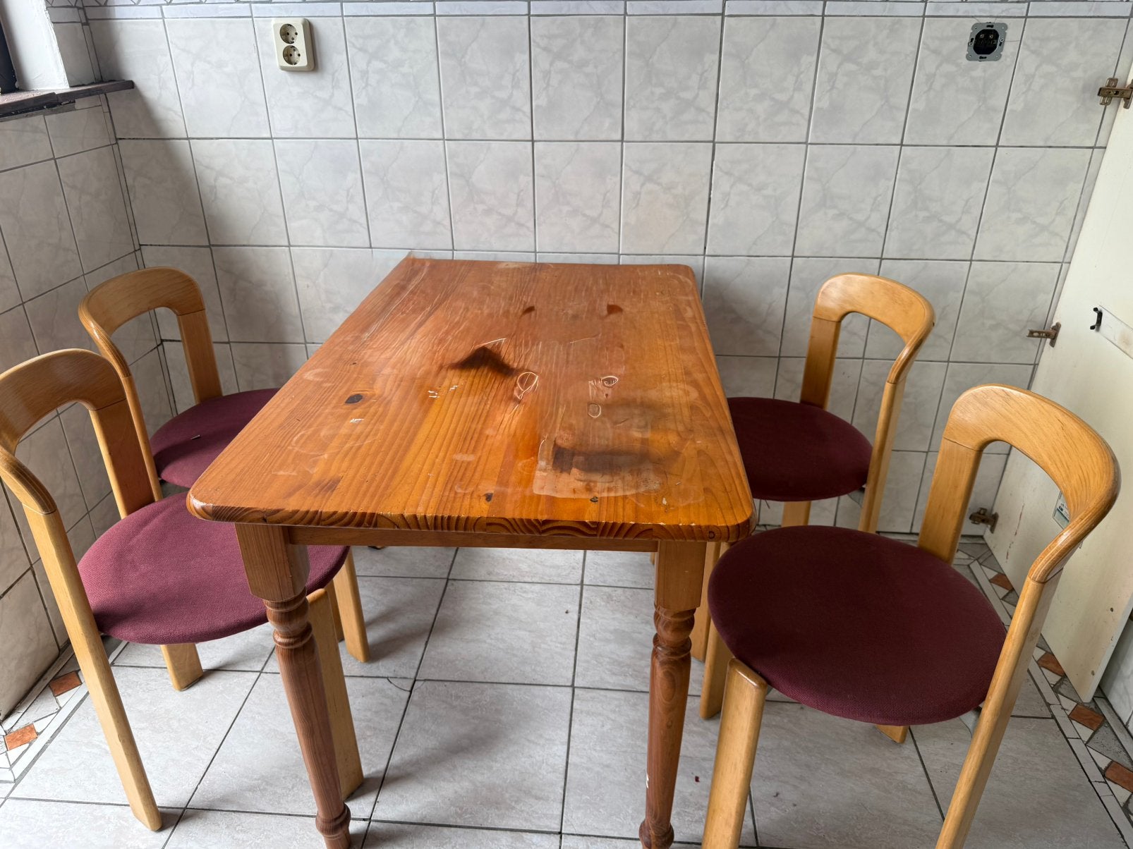 eettafelset, Ophalen of Verzenden, Gebruikt, Rechthoekig, 50 tot 100 cm