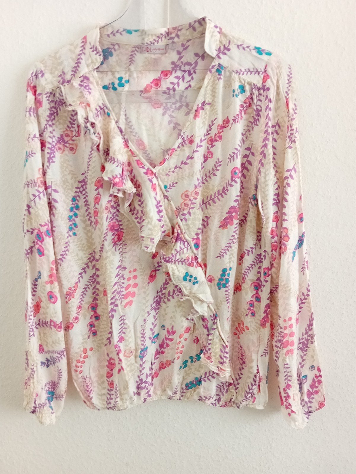 DIDI Blouse met bloemenprint en ruches - Maat L, Kleding | Dames, Blouses en Tunieken, Meerkleurig, Maat 42/44 (L), DIDI, Ophalen of Verzenden