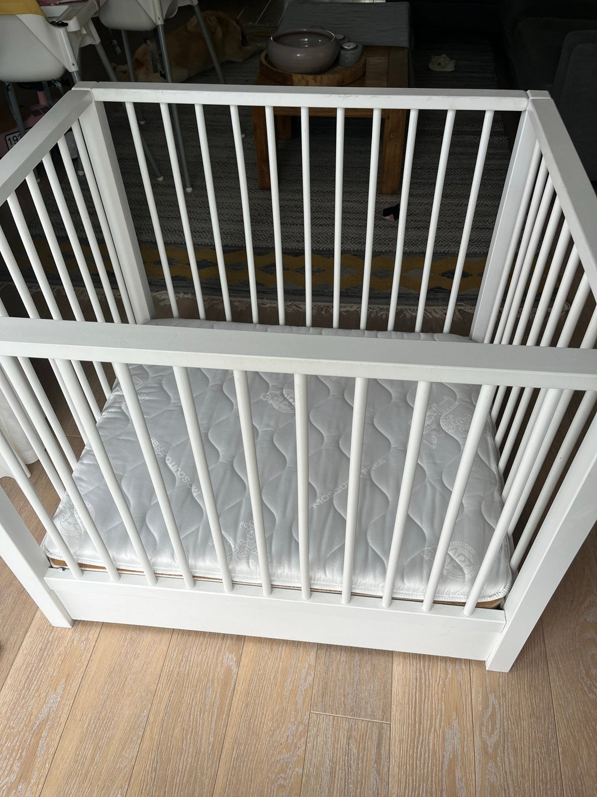 Witte box met lade en matras, Ophalen, Gebruikt, Vierkant, Lade