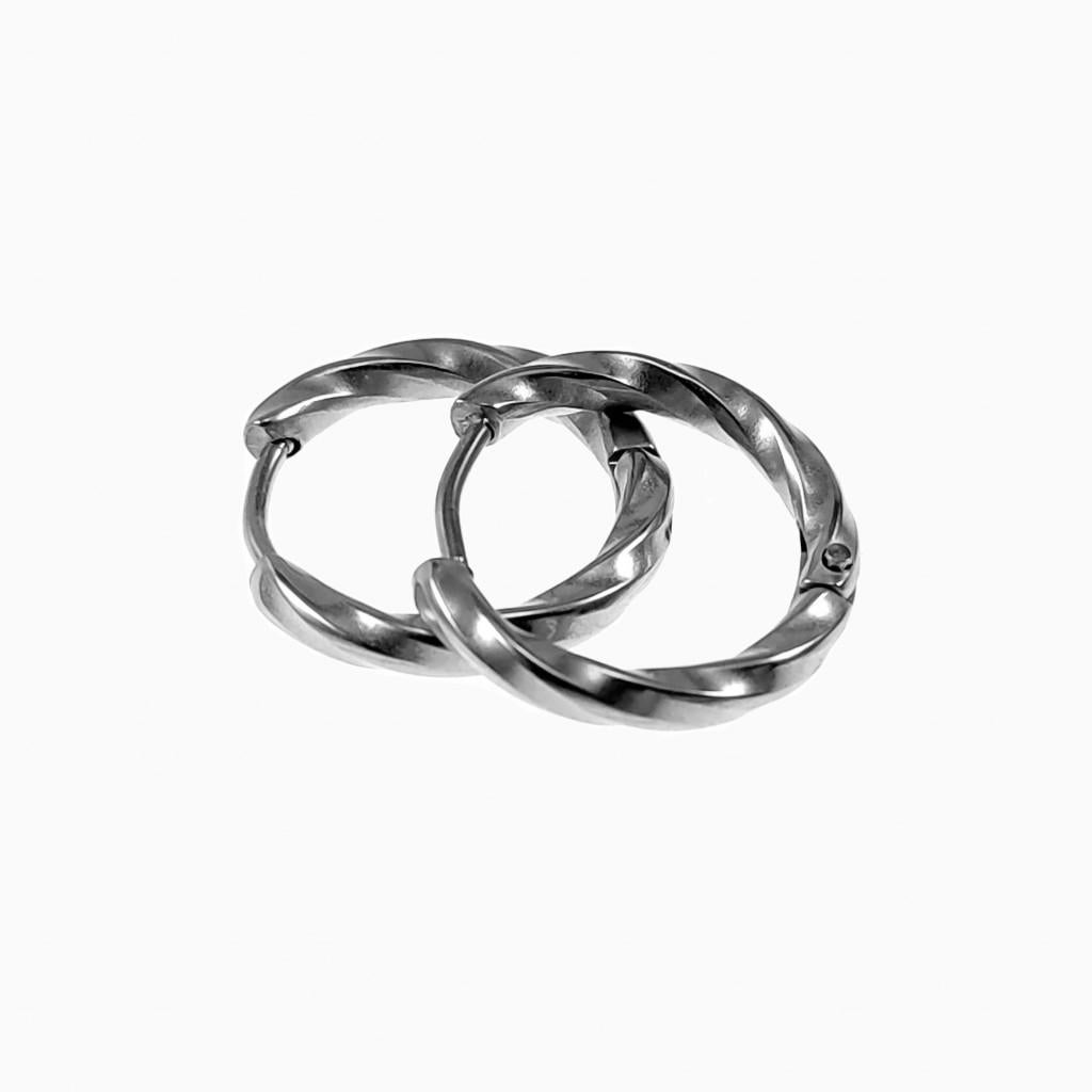 Ø17mm Gedraaide Oorringen Dames - Heren - Staal - Oorbellen, Overige materialen, Hangers, Birgitta-Gracht 33, 6465 EL Kerkrade, Nederland