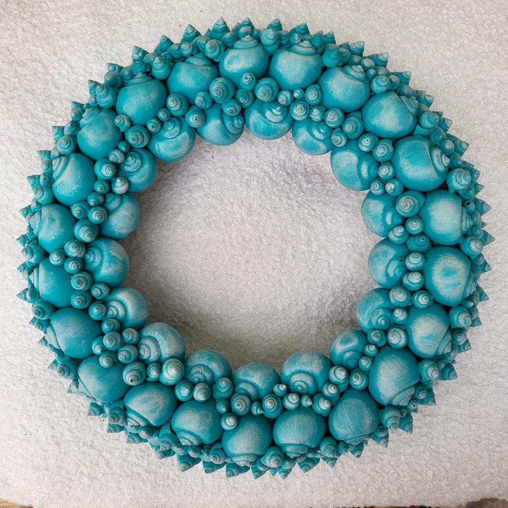 Prachtige schelpenkrans met turquoise schelpen, Ophalen of Verzenden, Nieuw