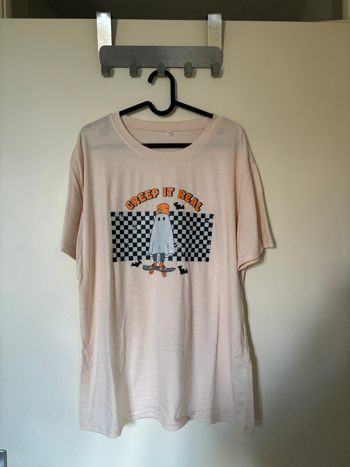 Nieuwe top met spook print licht beige maat L, Beige, Maat 42/44 (L), Nieuw, Ophalen of Verzenden