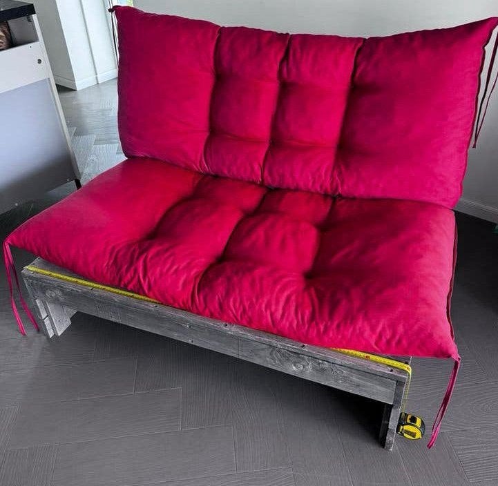 Pallet bank met kussens, Ophalen, Gebruikt, Hout