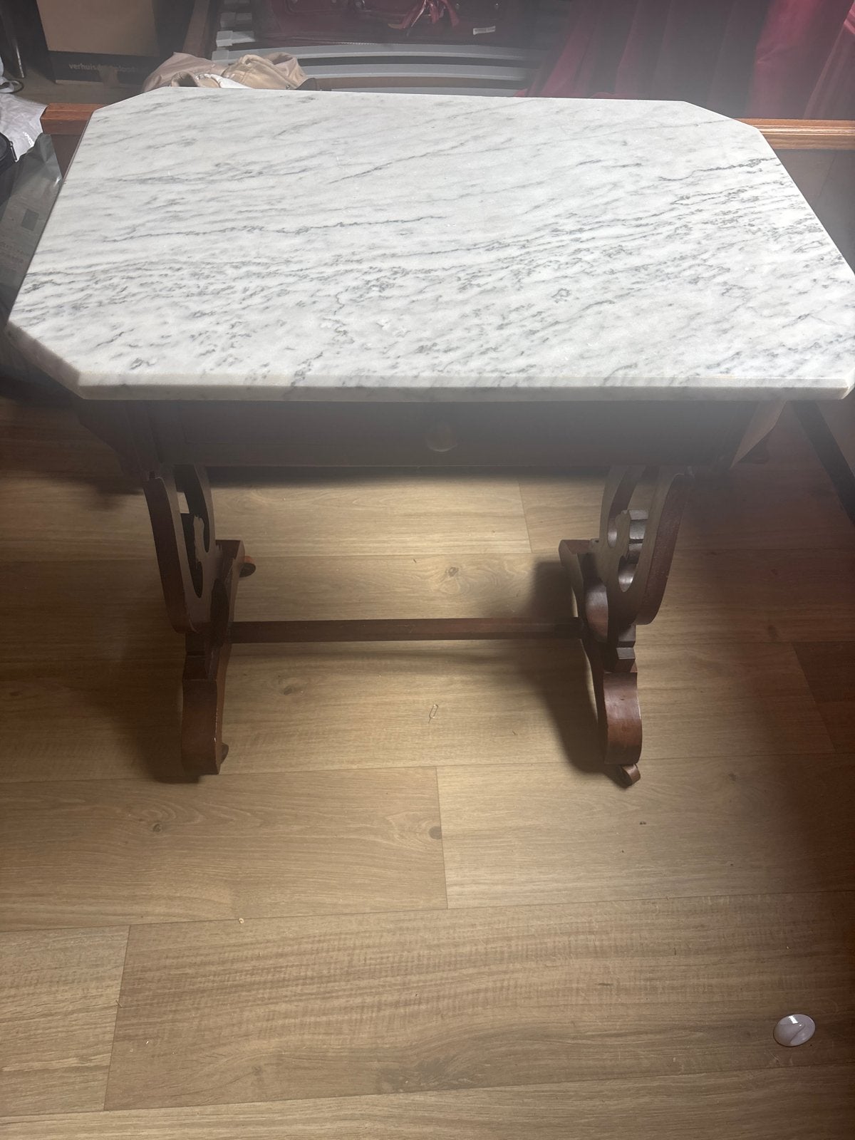 Antieke bijzettafel met marmeren blad, Antiek en Kunst, Ophalen of Verzenden