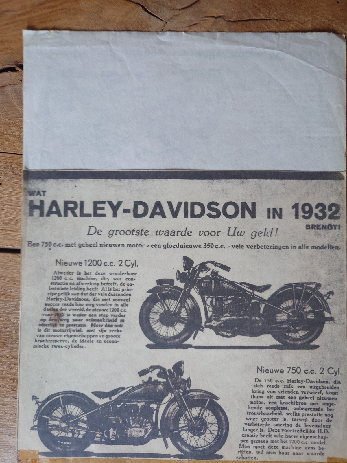 Zeldzame Harley-Davidson advertentie uit 1932, Ophalen of Verzenden