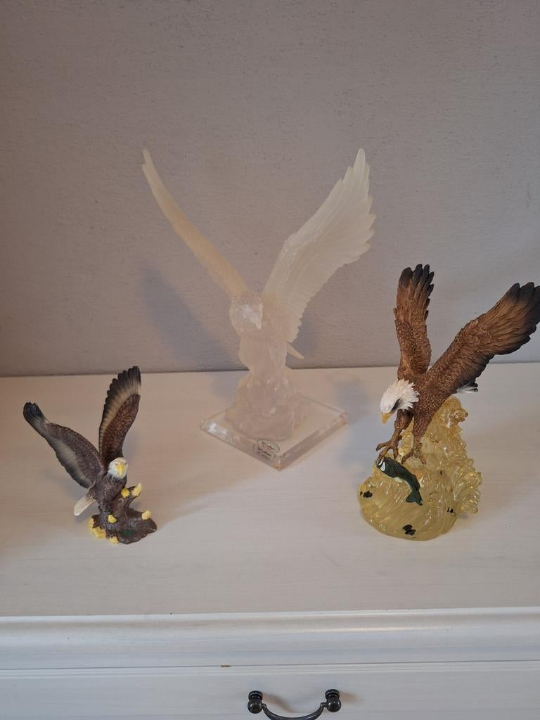 Set van 3 Adelaar Beelden - Decoratieve Figuren, Verzamelen, Beelden en Beeldjes, Ophalen, Zo goed als nieuw, Dier