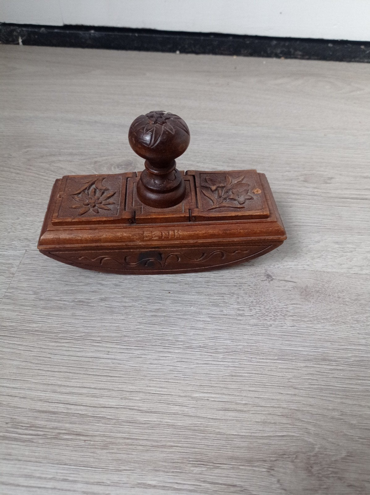 antieke houten inktvloeistempel, 15 x 6 cm, Ophalen of Verzenden