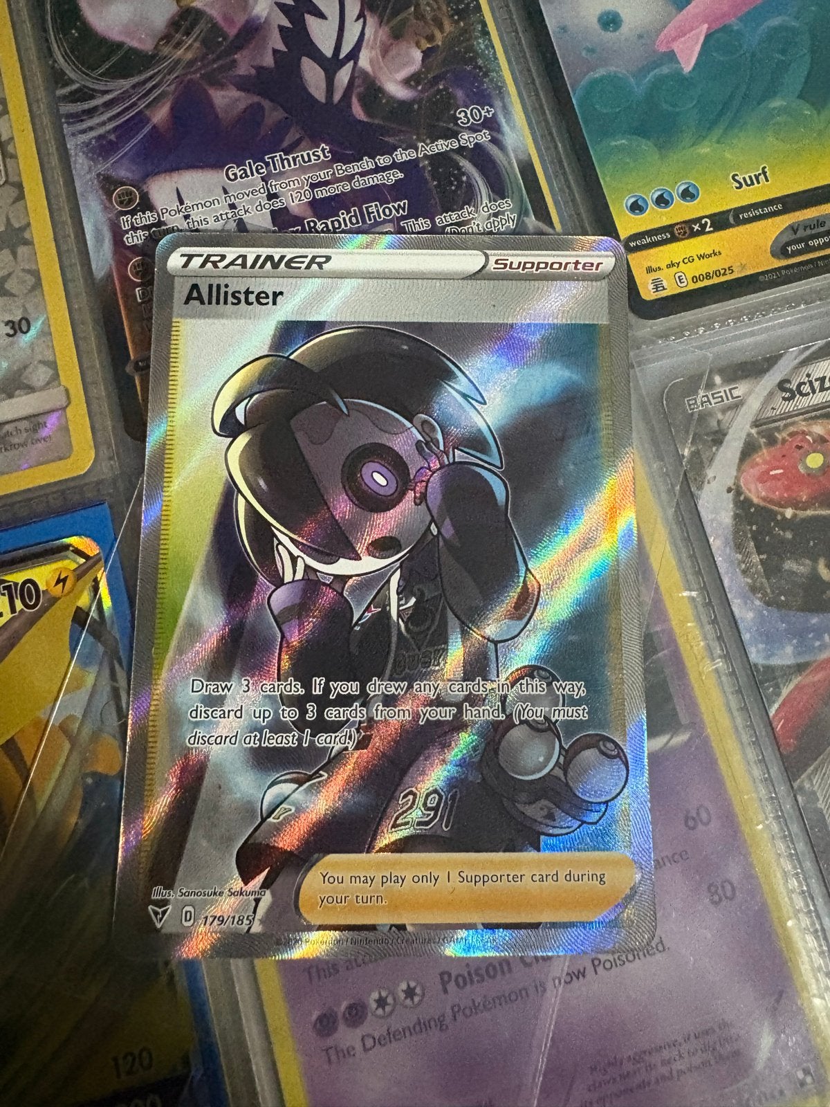 Pokémon TCG Allister Full Art Trainer Kaart (291/189), Ophalen of Verzenden, Zo goed als nieuw, Losse kaart, Foil