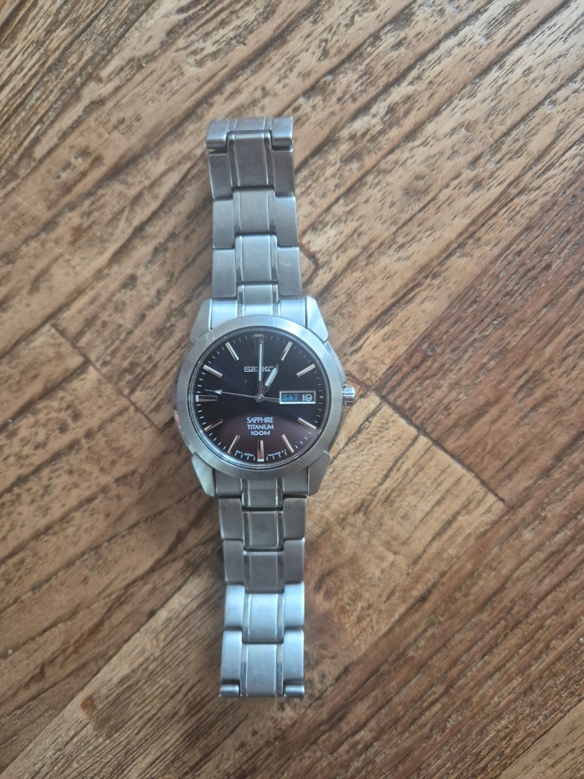 Seiko Sapphire Titanium 100 m, Gebruikt, Staal, Polshorloge, Ophalen of Verzenden