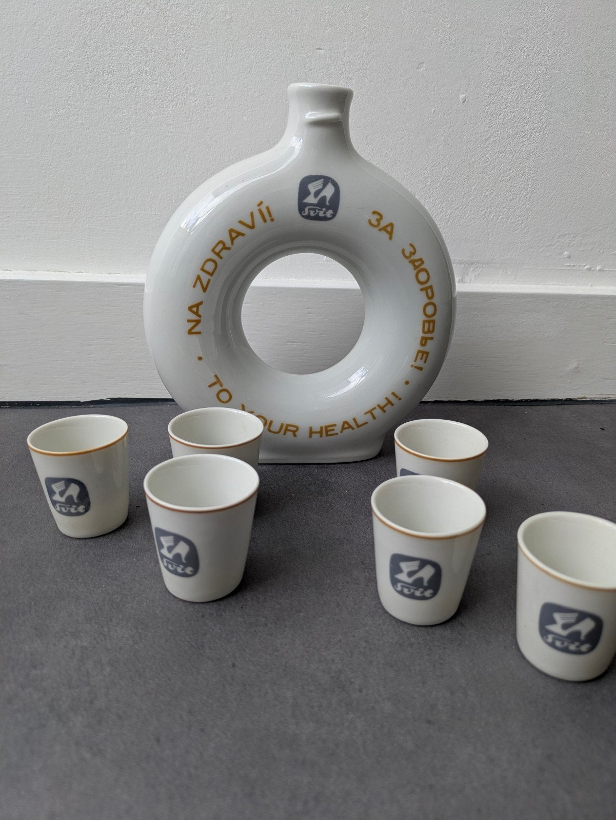 Vintage porseleinen borrelset Dux Tsjechoslowakije 1950, Ophalen of Verzenden
