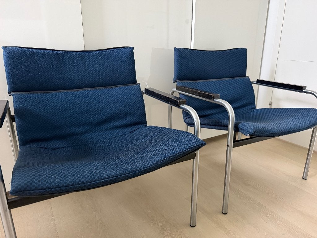 Kembo Lounge Chair van Just Meijer (2 stuks), Gebruikt, Hout, Minder dan 75 cm, Design