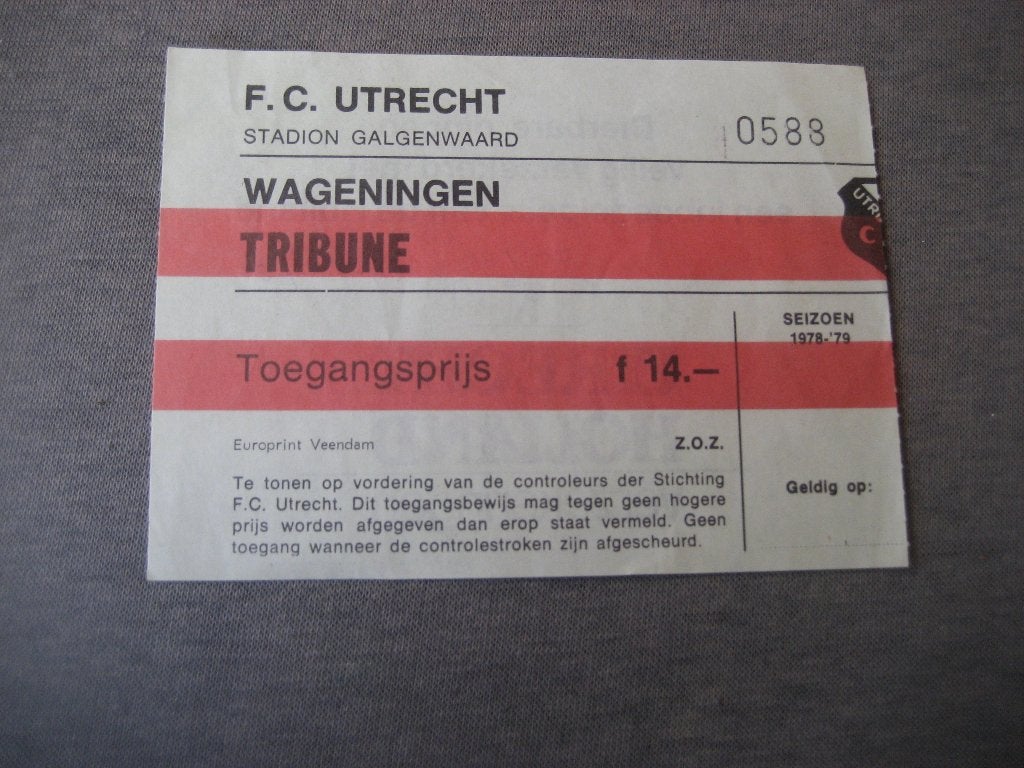 voetbalkaartje fc utrecht wageningen seizoen 1978, Ophalen of Verzenden, Gebruikt, F.C. Utrecht, Overige typen