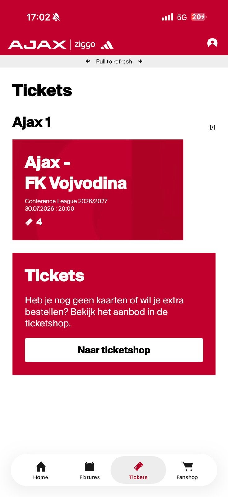 Ajax Vojvodina kaart vak 423, Eén persoon