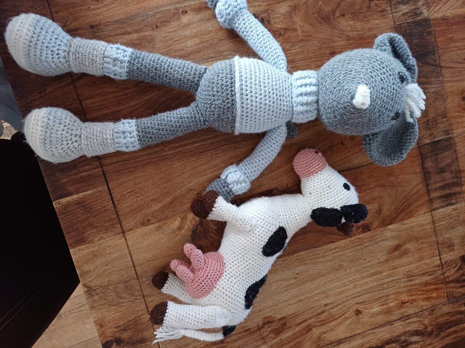 Gehaakte knuffels: Muis(60 cm)  en Koe, Muis, Handgemaakt, Grijs, Ophalen of Verzenden