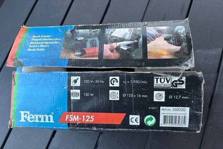Ferm FSM-125 Werkbankslijpmachine, Ophalen, Zo goed als nieuw, Minder dan 700 watt, Werkbankslijpmachine