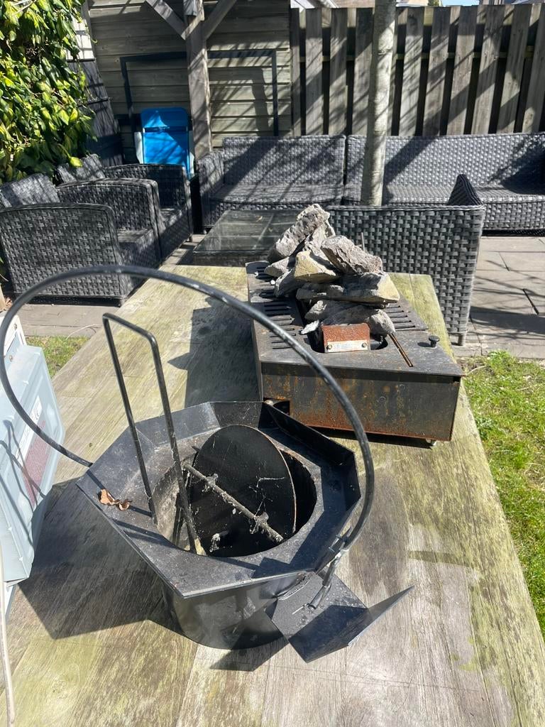 Gaskachel inclusief ‘nep’ houtblokken., Huis en Inrichting, Kachels, Ophalen, Gebruikt, Gas, Gaskachel