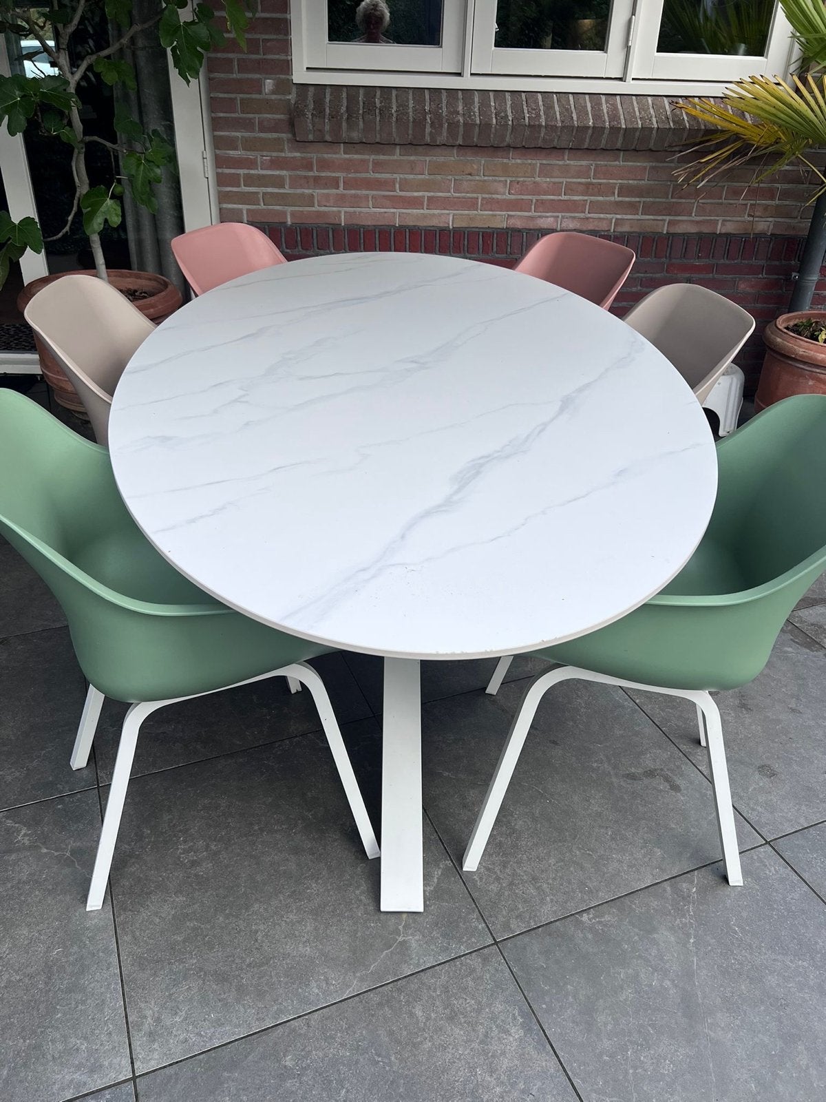 Hartman Xander Dining tuintafel - Ovaal wit marmerlook, Ophalen, Zo goed als nieuw, Ovaal, Aluminium