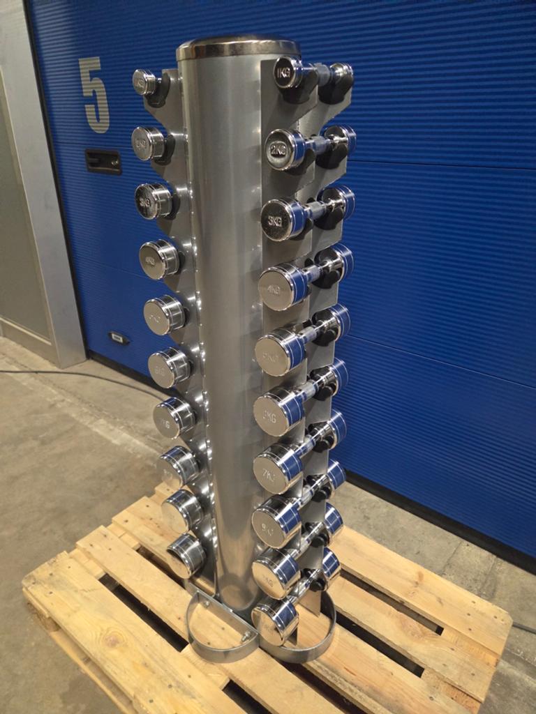 Lifemaxx Dumbells gewichten chroom van 1 tot 10 met rek, Sport en Fitness, Fitnessmaterialen, Ophalen, Dumbbell