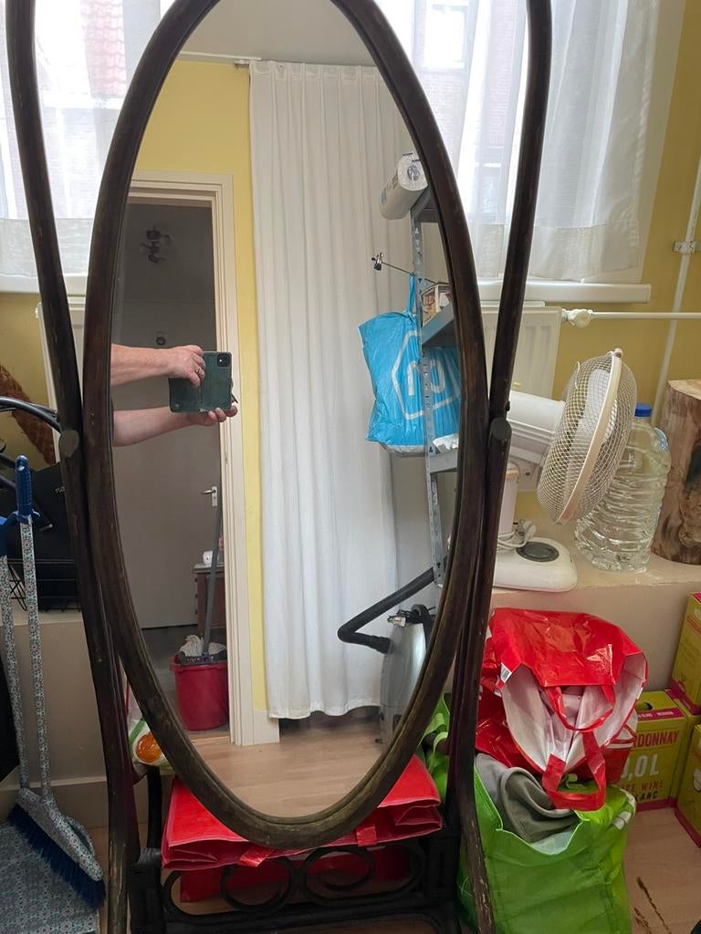 Passpiegel, 100 tot 150 cm, Ophalen of Verzenden, Zo goed als nieuw, Ovaal