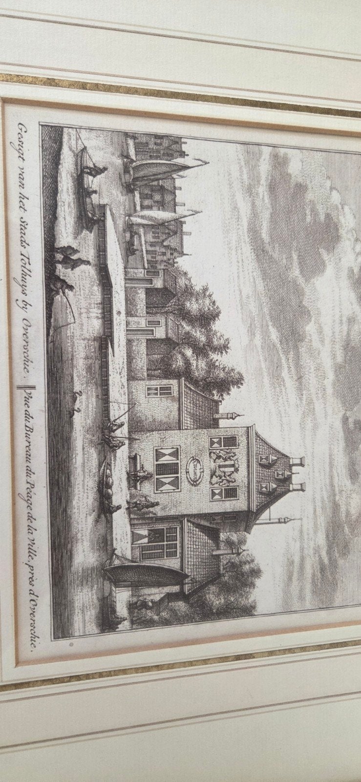 Antieke Gravure: Gezicht van Overschie., Ophalen of Verzenden