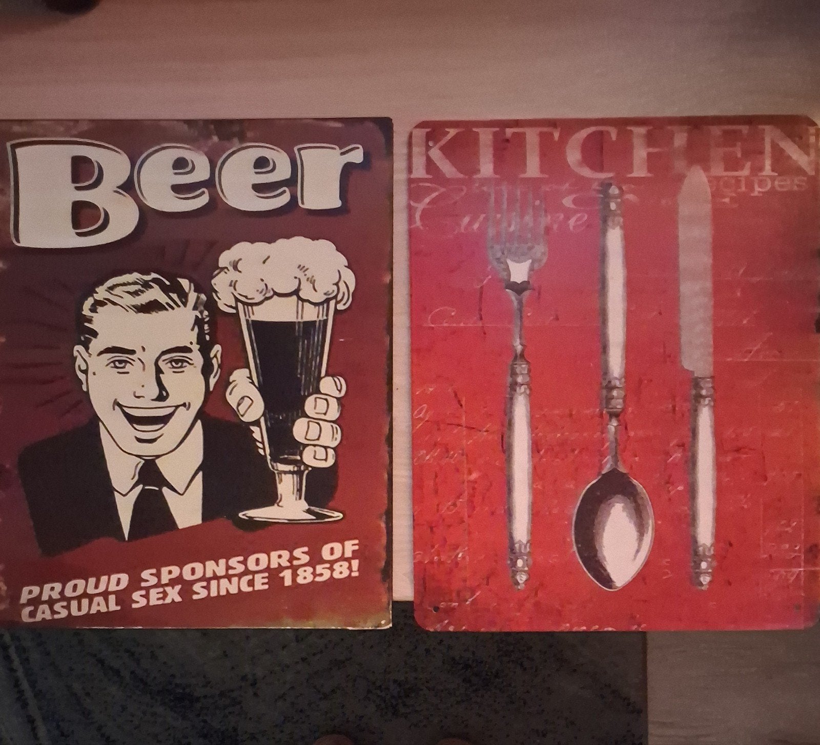 Metalen Wandborden: Bier & Keuken Decoratie, Huis en Inrichting, Ophalen, Metaal, Gebruikt, Reclamebord
